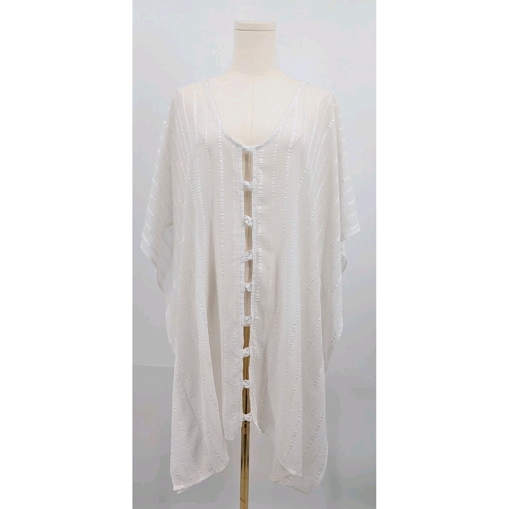 White Sheer Flowy Tunic Cover Up Top Size L/XL Boho Ethreal Lightweight